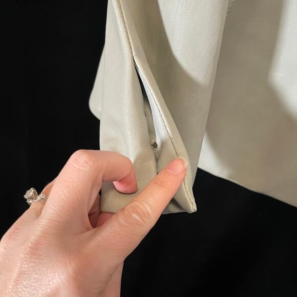 Helmut Lang Leather Trim Blazer Jacket Sage Green Asymmetrical 4 - Picture 5 of 7